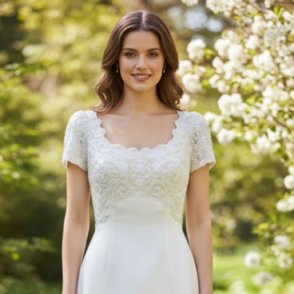 Elegant White Lace Wedding Dress by Amy Lee Hilton Bridal Size 4 - Picture 5 of 15